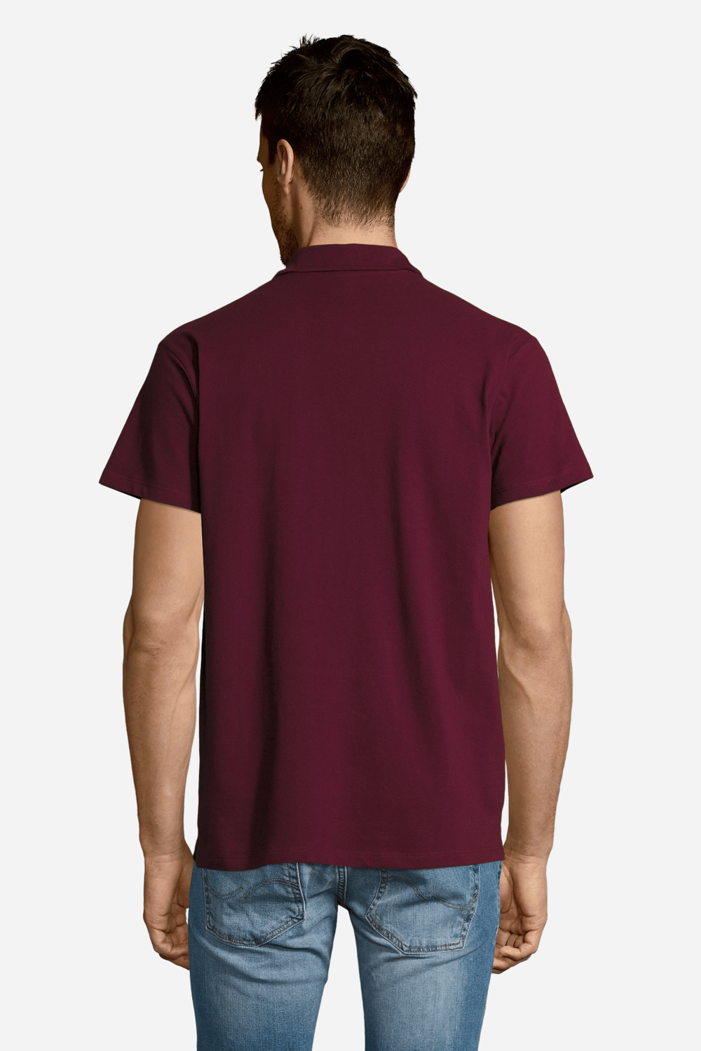 Bordo Pamuklu Ve Kısa Kollu Kadın/Erkek Unisex Polo Yaka Tişört