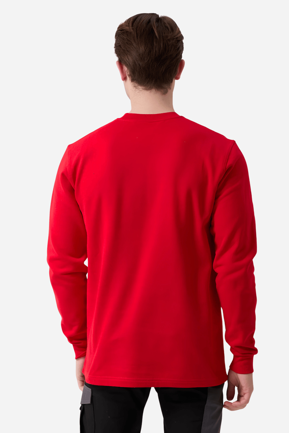Kırmızı Pamuklu Ve Uzun Kollu Kışlık Kadın/Erkek Unisex O/Bisiklet Yaka Sweatshirt
