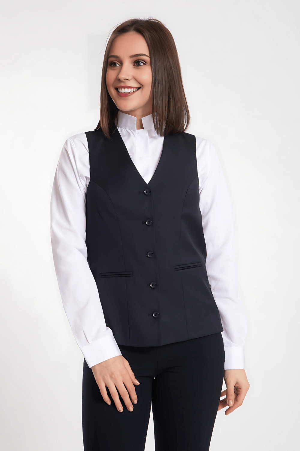 Lacivert Garson Kafe Restoran Ve Otel Kadın Yelek