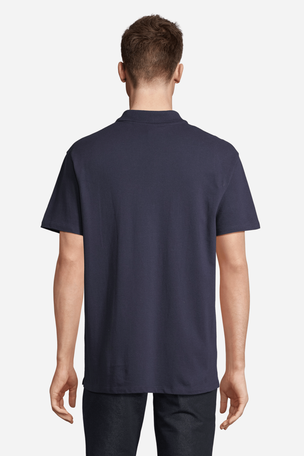 Lacivert Pamuklu Ve Kısa Kollu Kadın/Erkek Unisex Polo Yaka Tişört