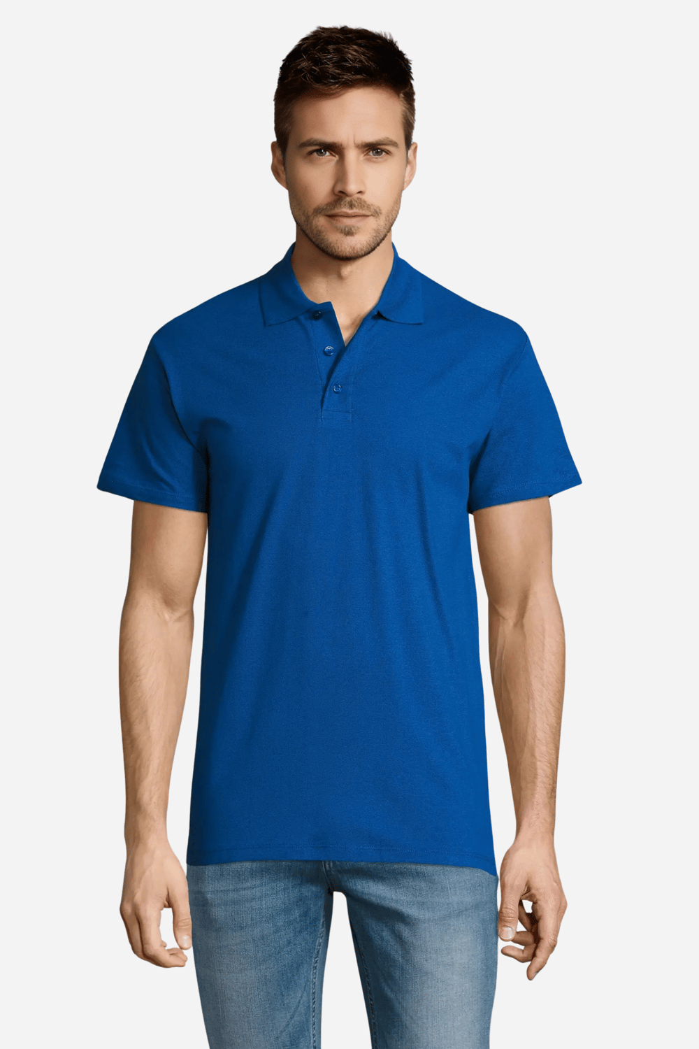 Saks Mavi Pamuklu Ve Kısa Kollu Kadın/Erkek Unisex Polo Yaka Tişört