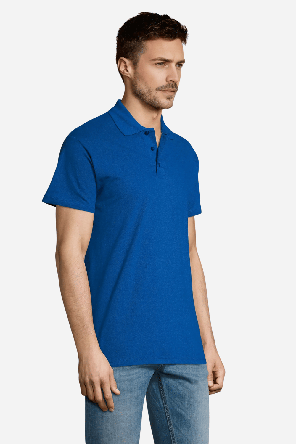 Saks Mavi Pamuklu Ve Kısa Kollu Kadın/Erkek Unisex Polo Yaka Tişört
