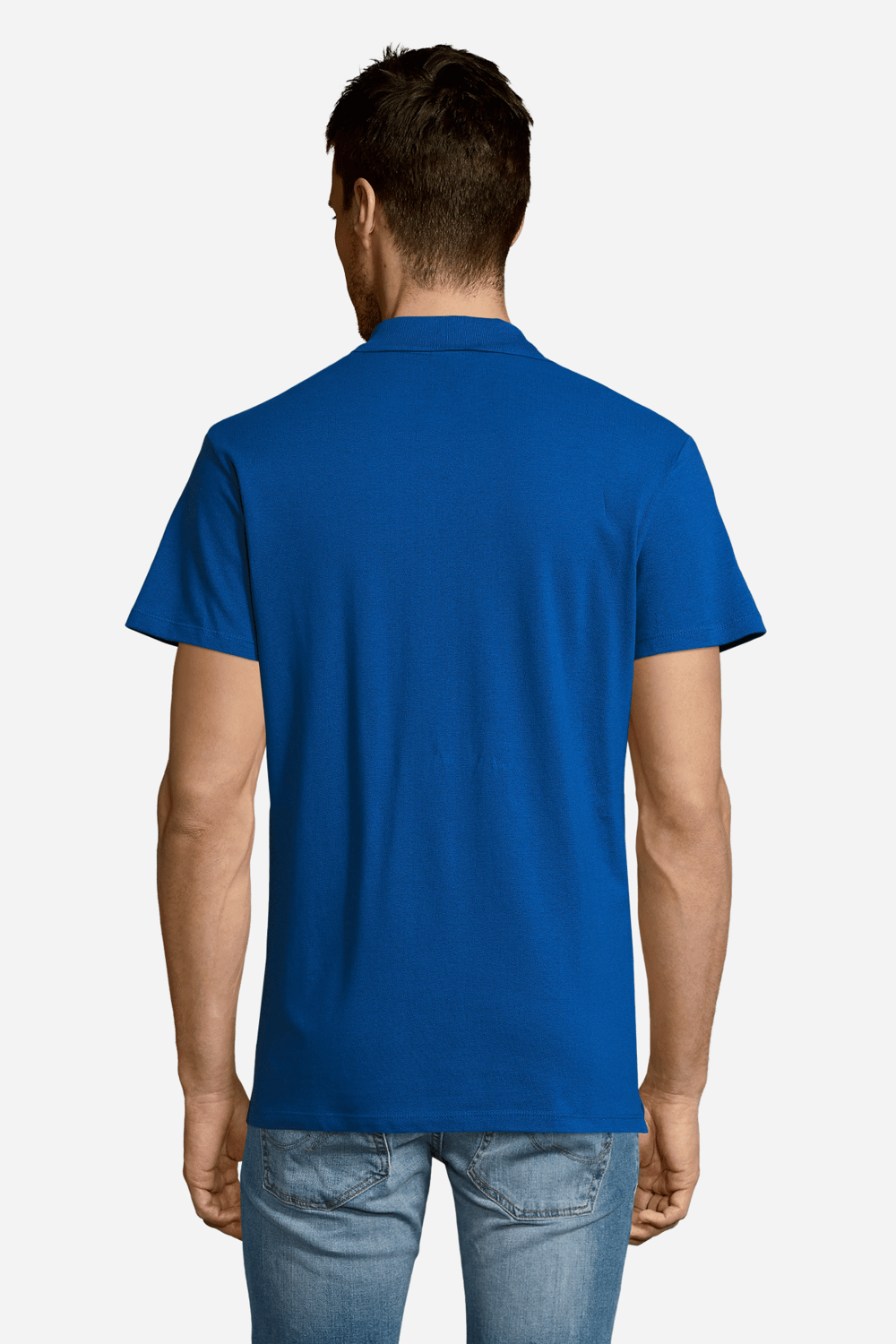 Saks Mavi Pamuklu Ve Kısa Kollu Kadın/Erkek Unisex Polo Yaka Tişört