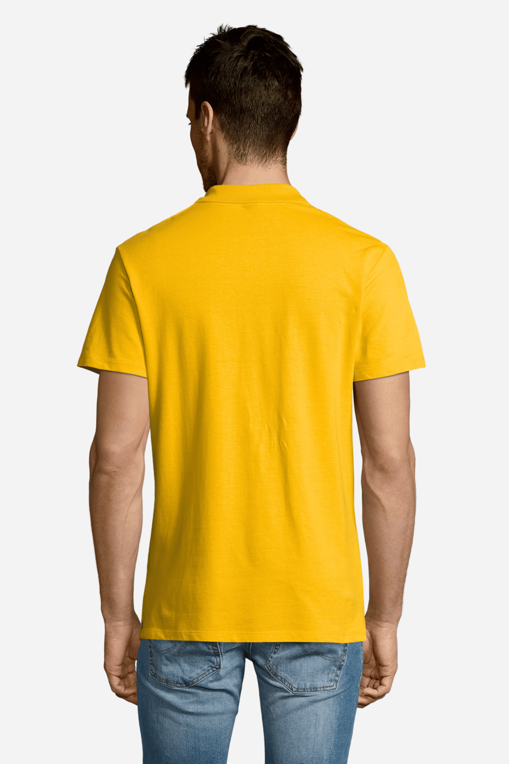 Sarı Pamuklu Ve Kısa Kollu Kadın/Erkek Unisex Polo Yaka Tişört