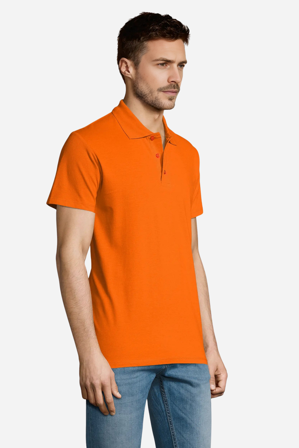 Turuncu Pamuklu Ve Kısa Kollu Kadın/Erkek Unisex Polo Yaka Tişört
