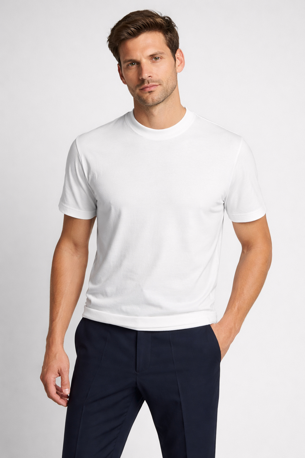 Erkek Slim Fit Beyaz Renk Rayon Tişört