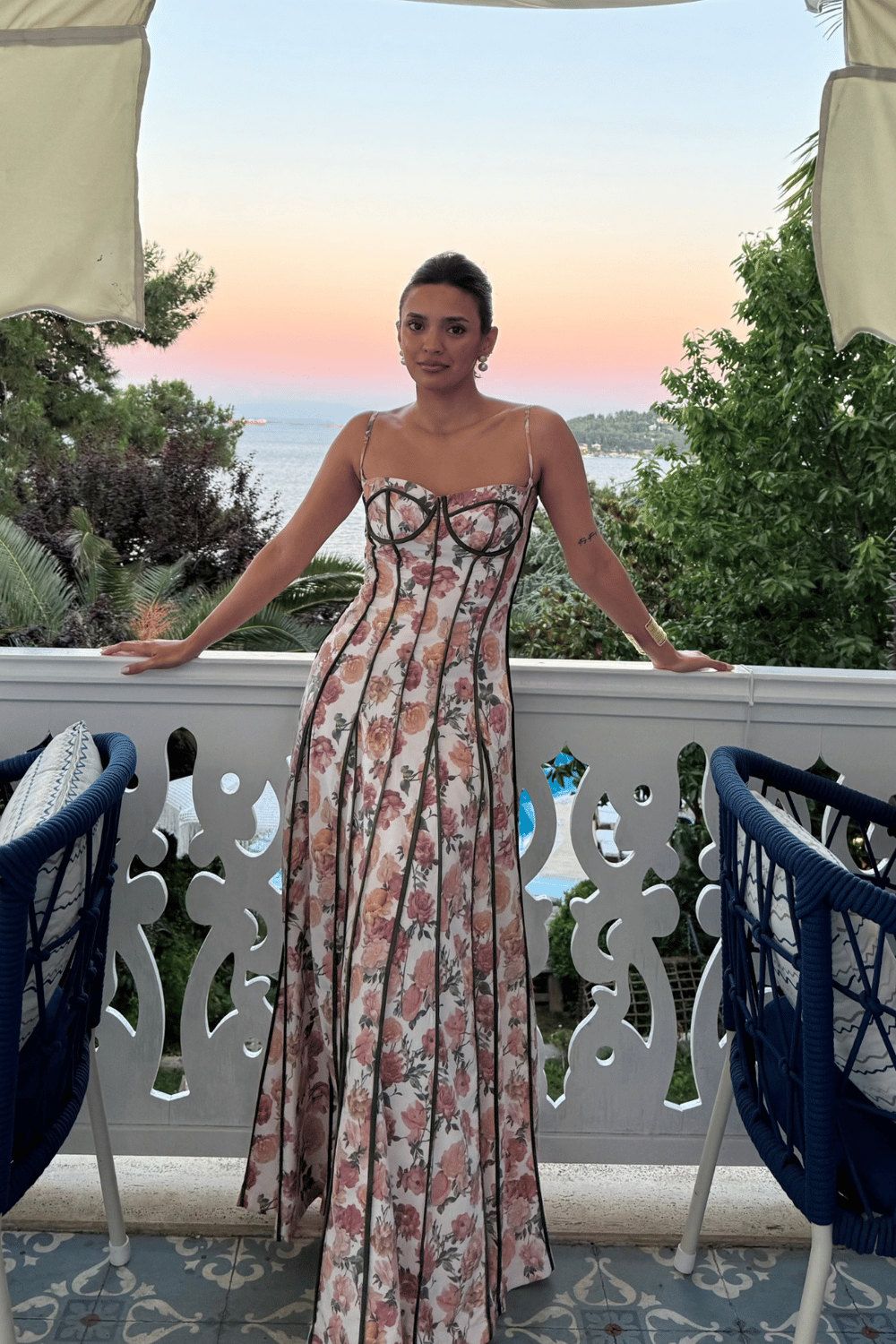 Askılı Desenli Elbise