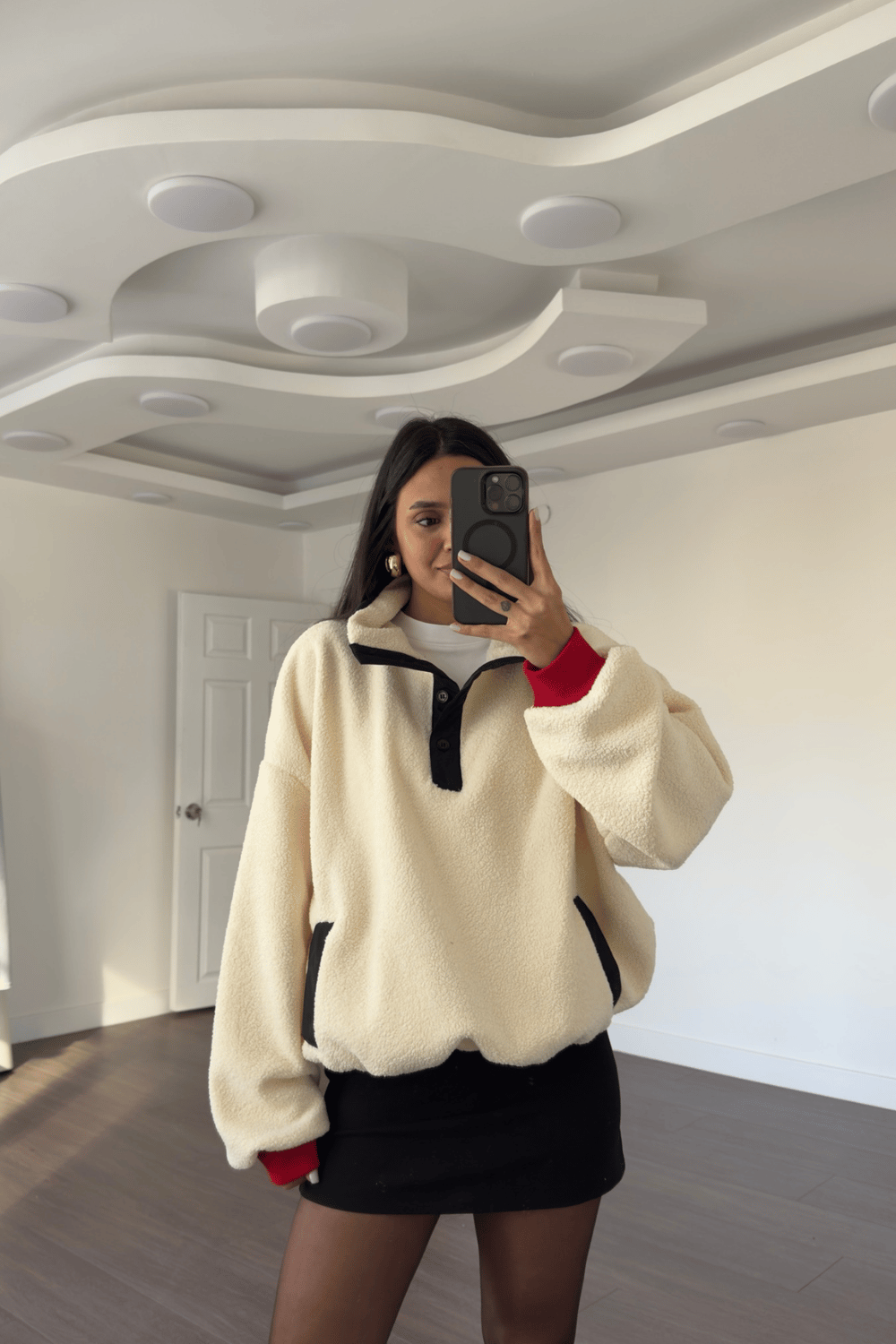 Baskılı Peluş Sweatshirt