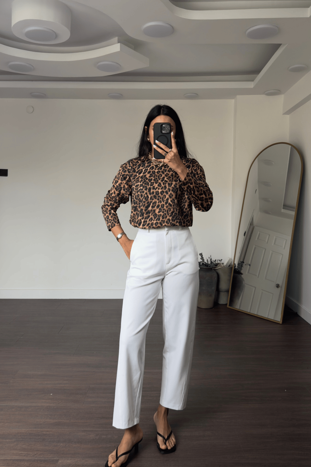 Bisiklet Yaka Leopar Bluz