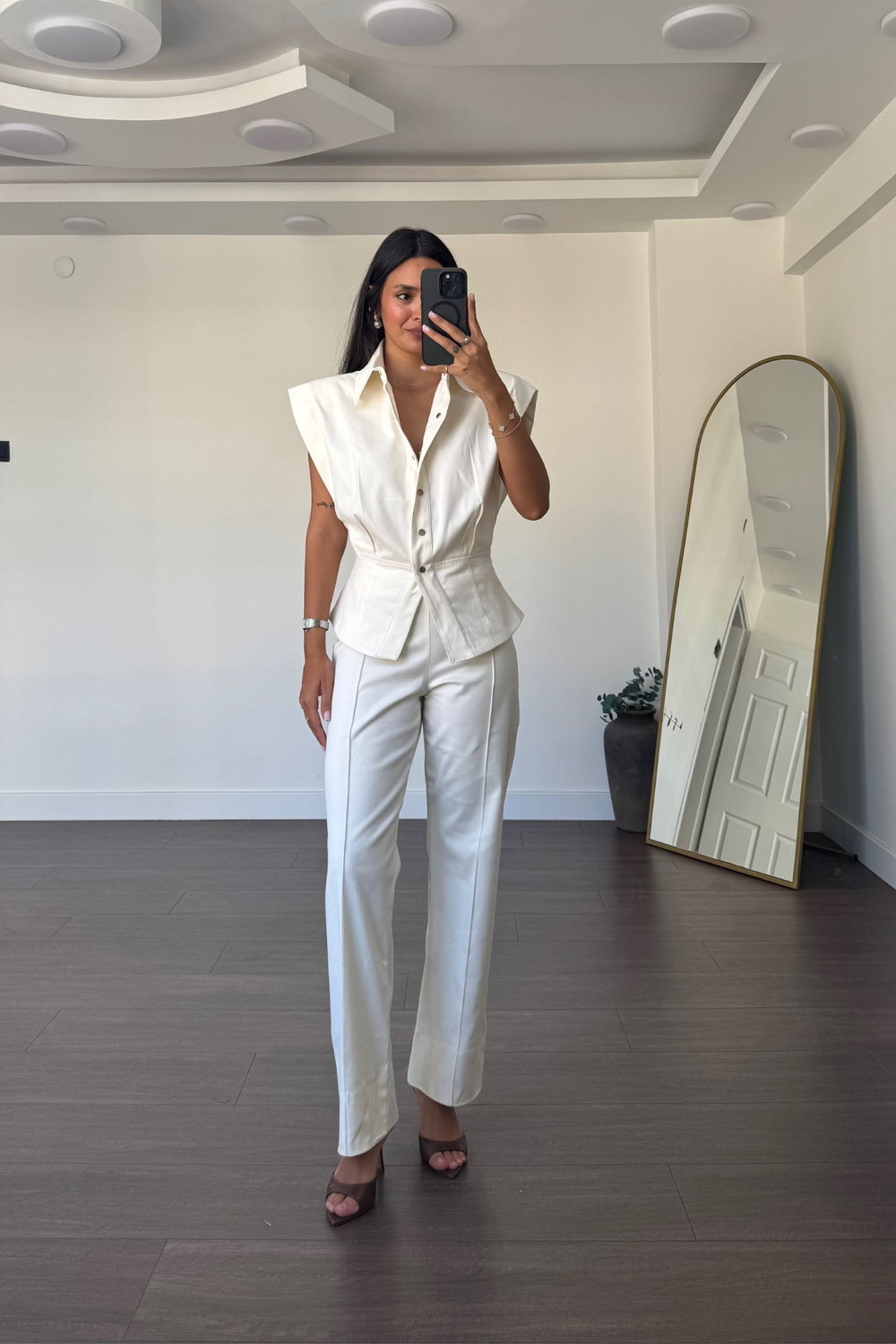 Denim Takım-Ekru