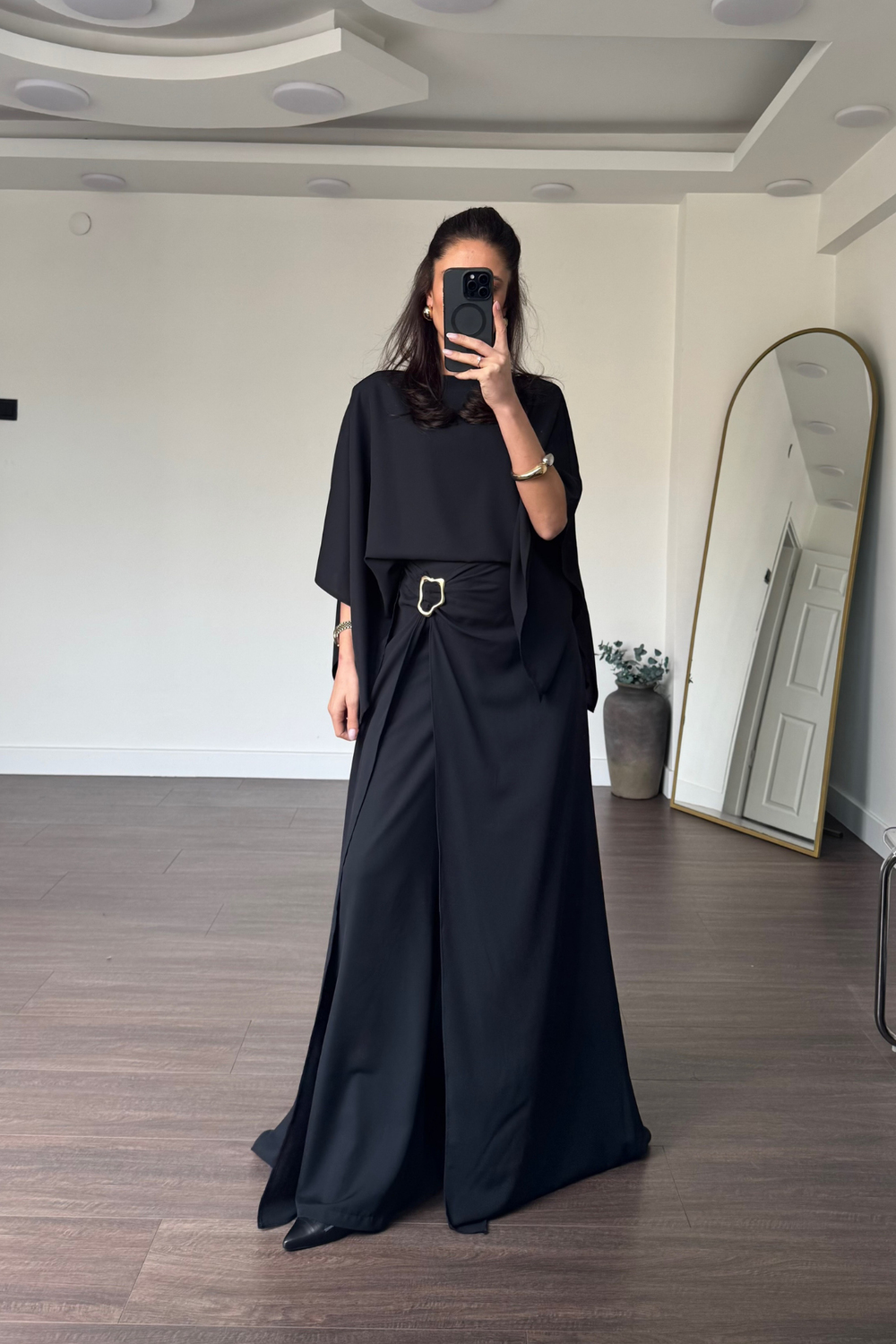 Etek Pantolon Bluz Takım-Siyah