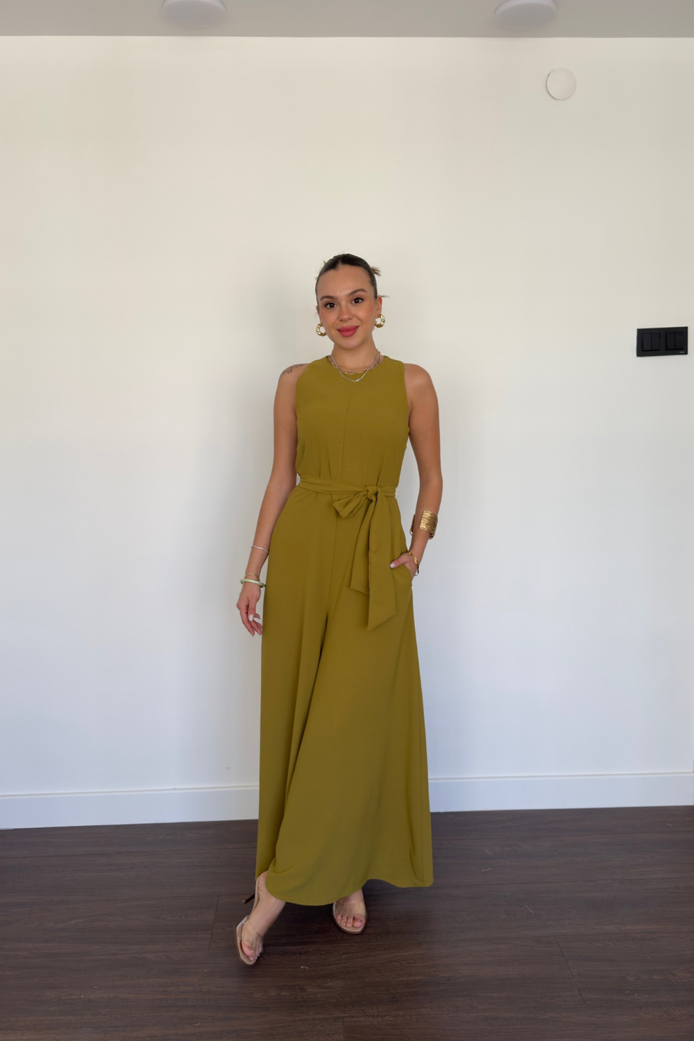 Kuşak Detaylı Tulum-Y.Yeşili