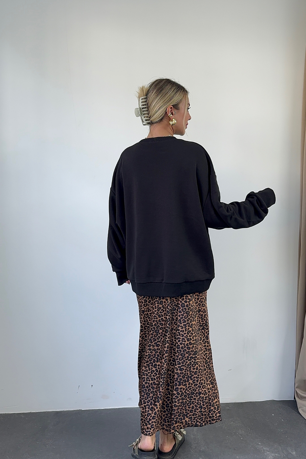Leopar Saten Etek-KAHVE