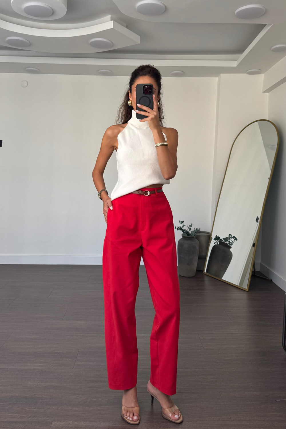 Marka Model Pantolon-Kırmızı