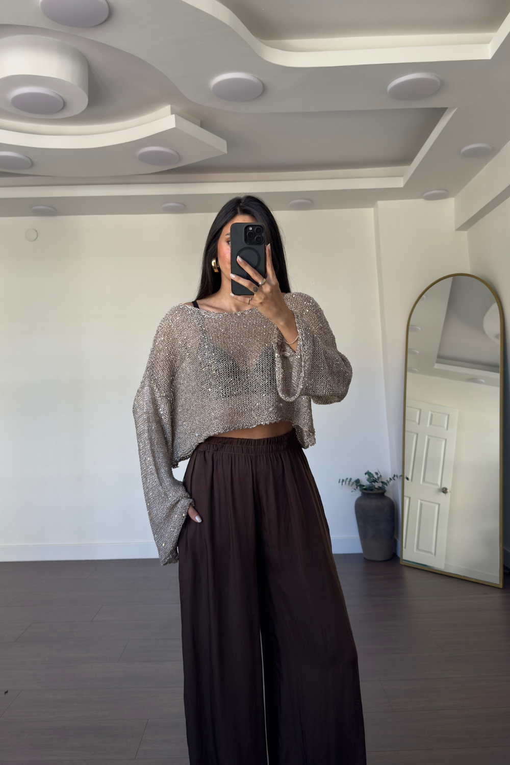 Merserize Pullu Crop Bluz-Bej
