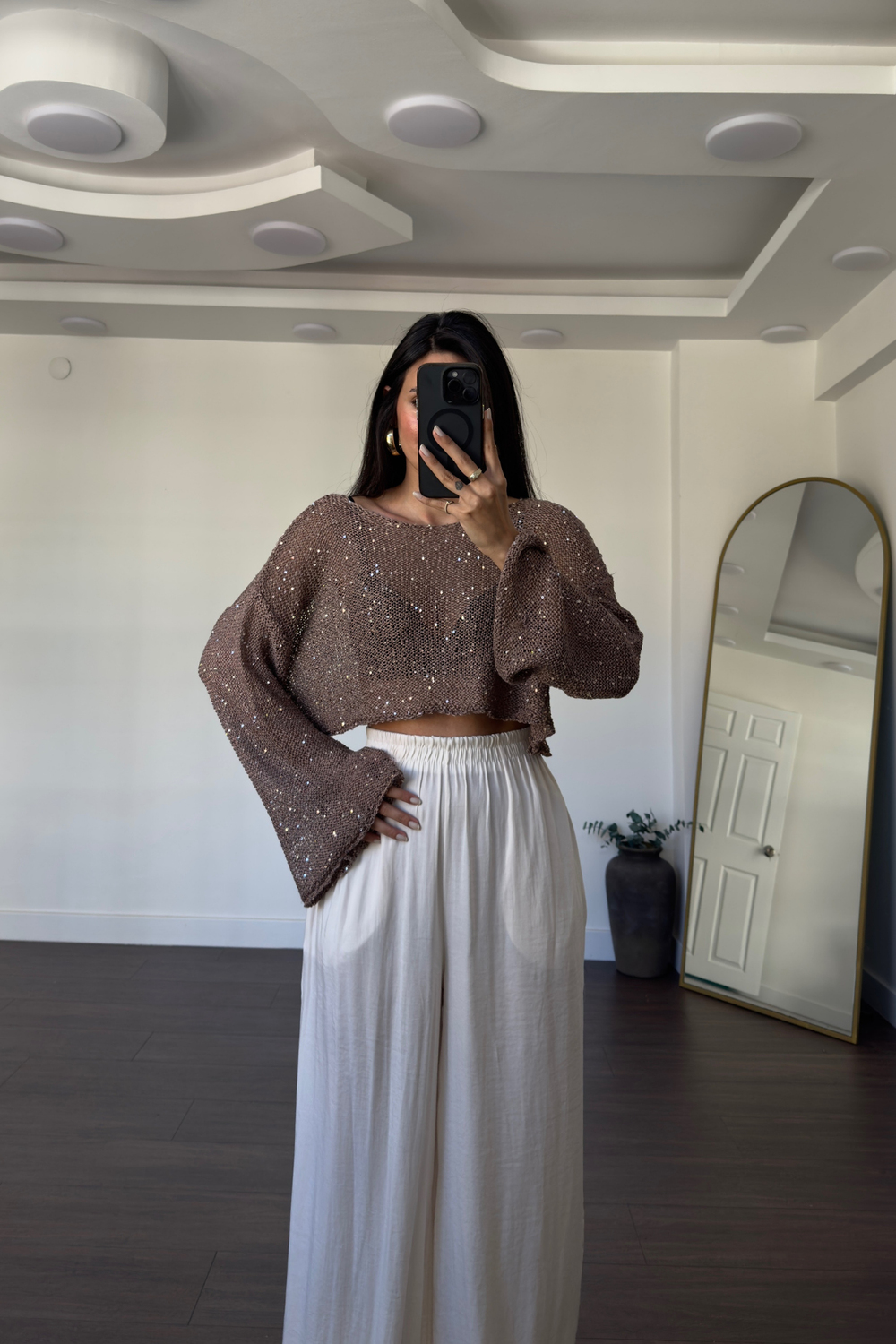Merserize Pullu Crop Bluz-Vizon