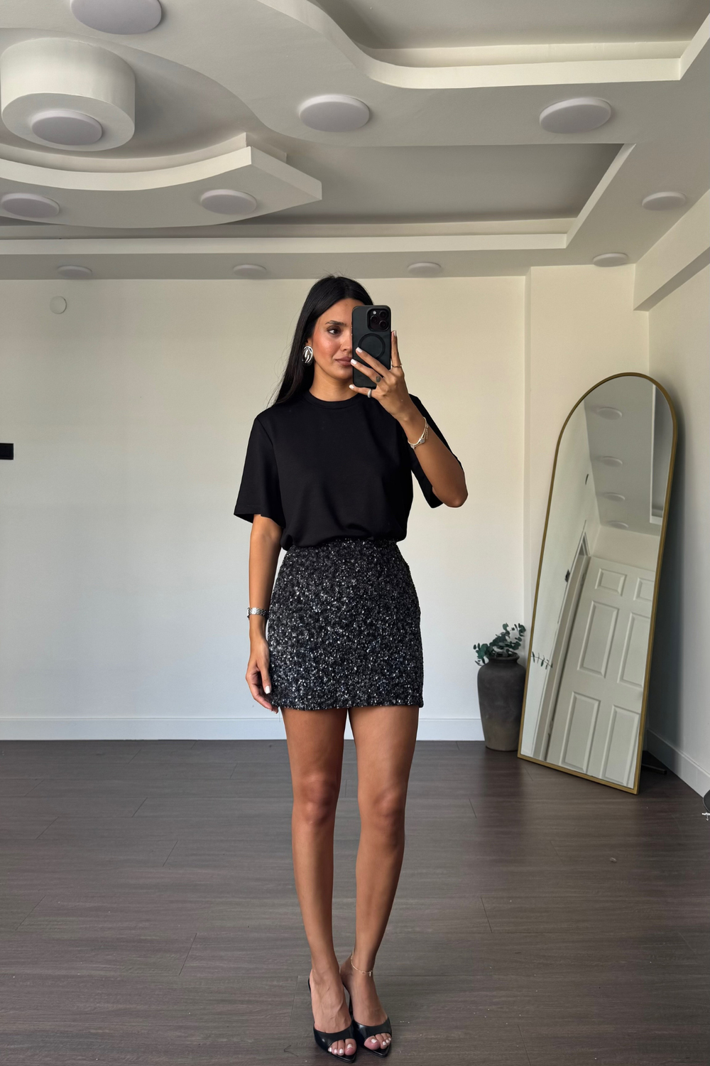 Mini Payet Etek-Siyah
