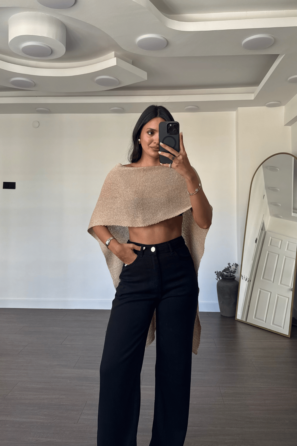 Simli Triko Şal-Gold