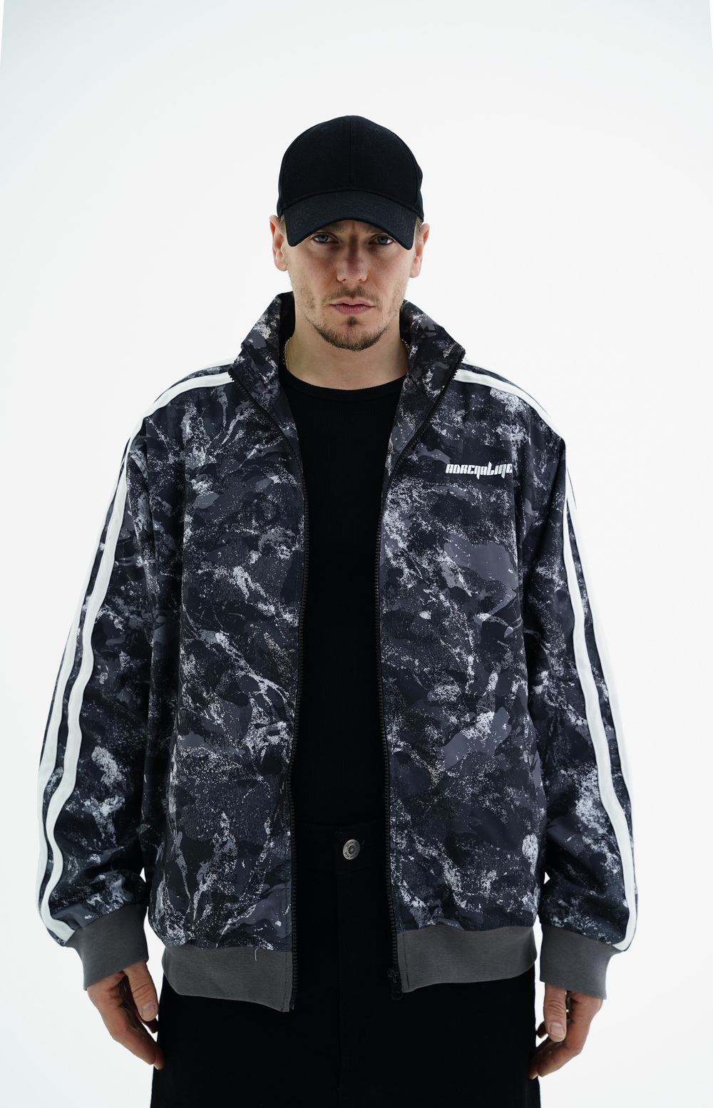 Camo Desen Siyah Zipper Sweatshirt JC01 26K184