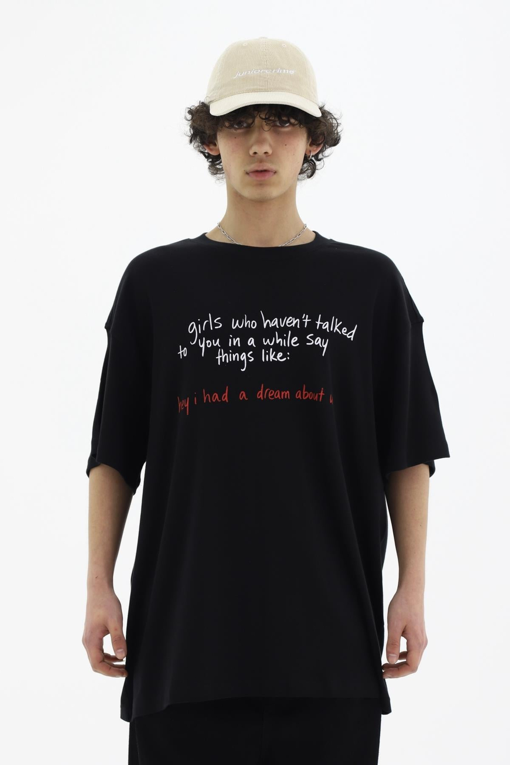 Girls Baskılı Siyah Oversize Tshirt CT01 26CY011