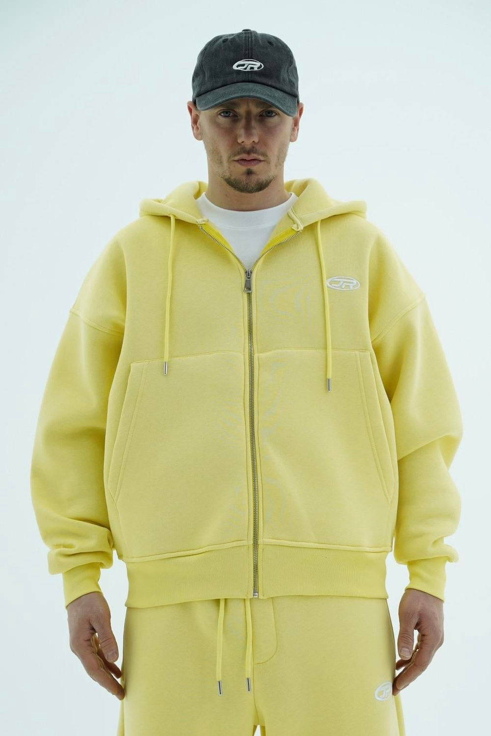 Jr Logo Boxy Kalıp Sarı Oversize Zipper Sweatshirt