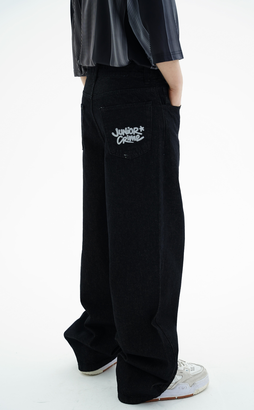Junior Crime Siyah Melanj Raw Denim Pantolon