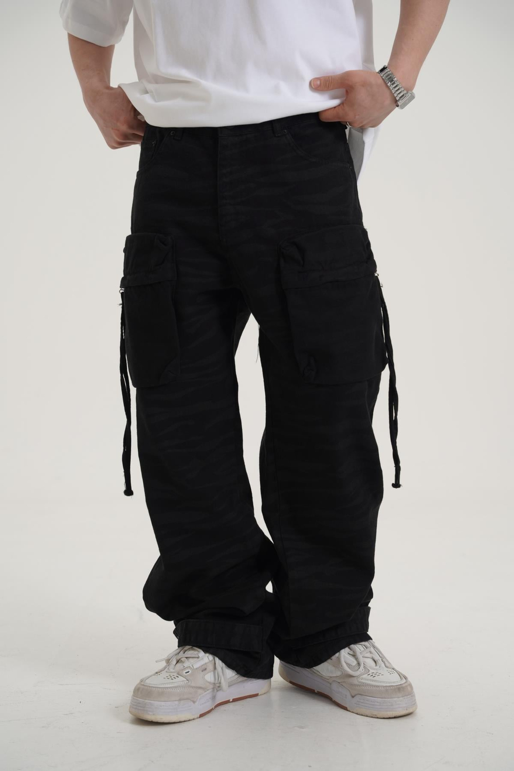 Kamuflaj Desen Siyah Baggy Pantolon CT01 6368-7