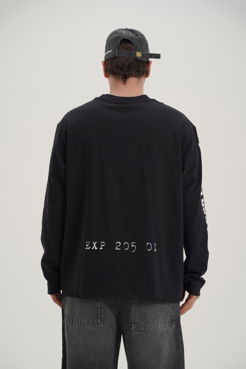 Kol Baskılı Siyah Oversize Longsleeve CT01 26CK012