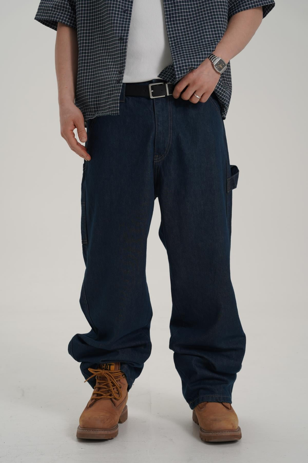 Kontrast Dikiş Koyu Lacivert Baggy Jean CT01 6581