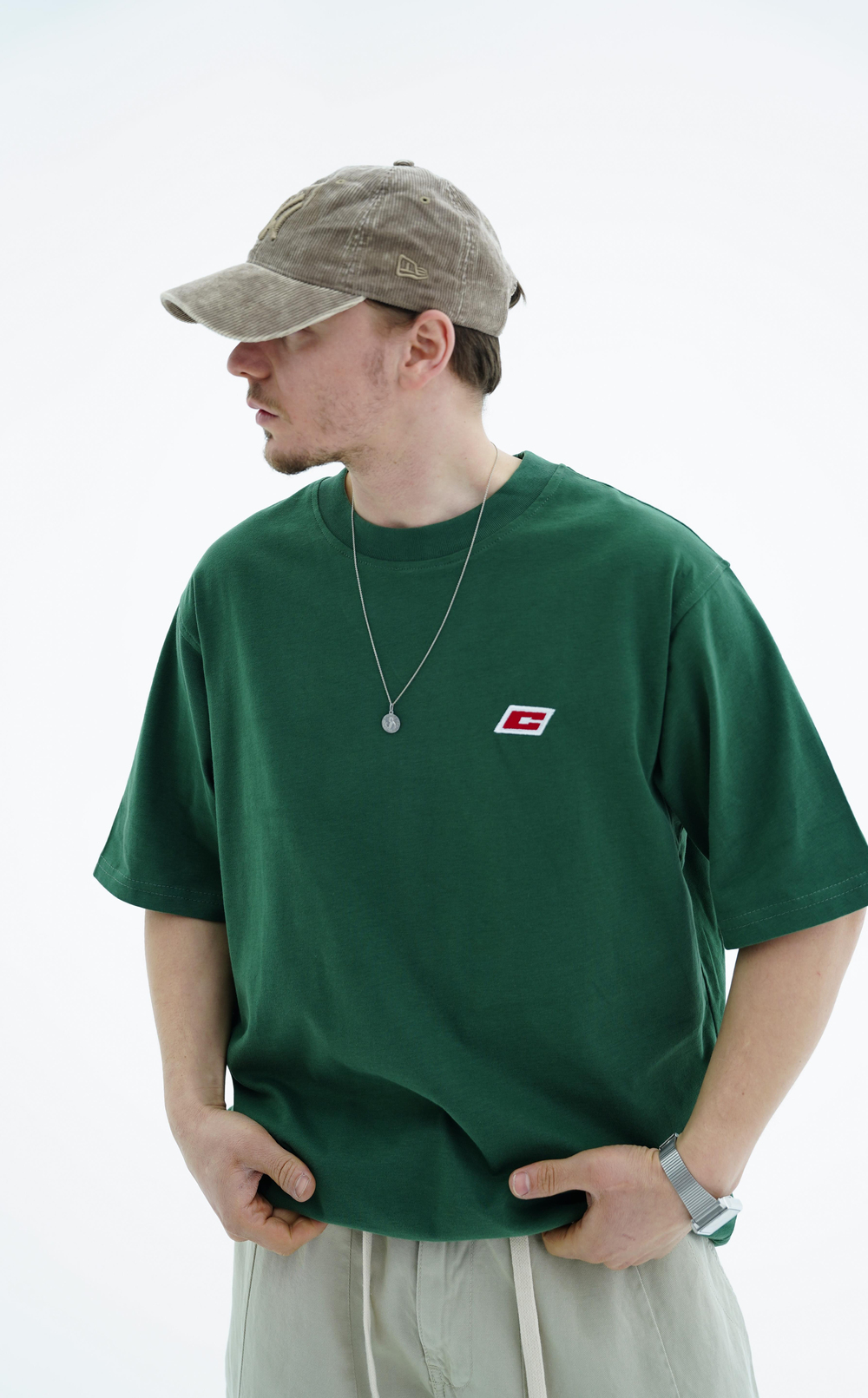 Nakışlı Yeşil Oversize Tshirt CT01 25CY062
