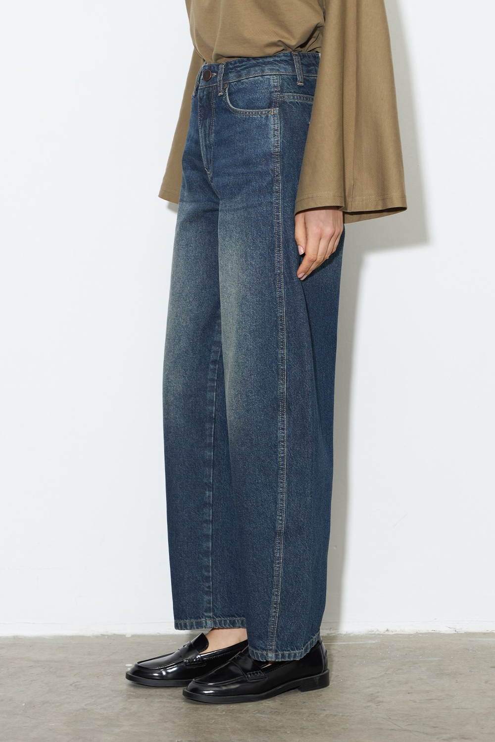 Barrel Fit Denim Pantolon Lacivert