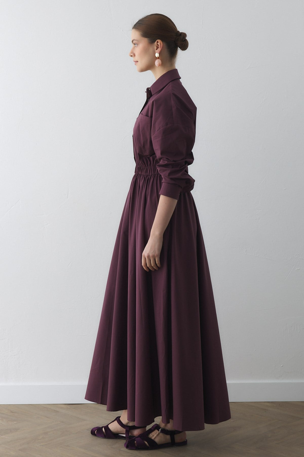 COMPACT ÇIT-ÇITLI MAXI ELBİSE BORDO