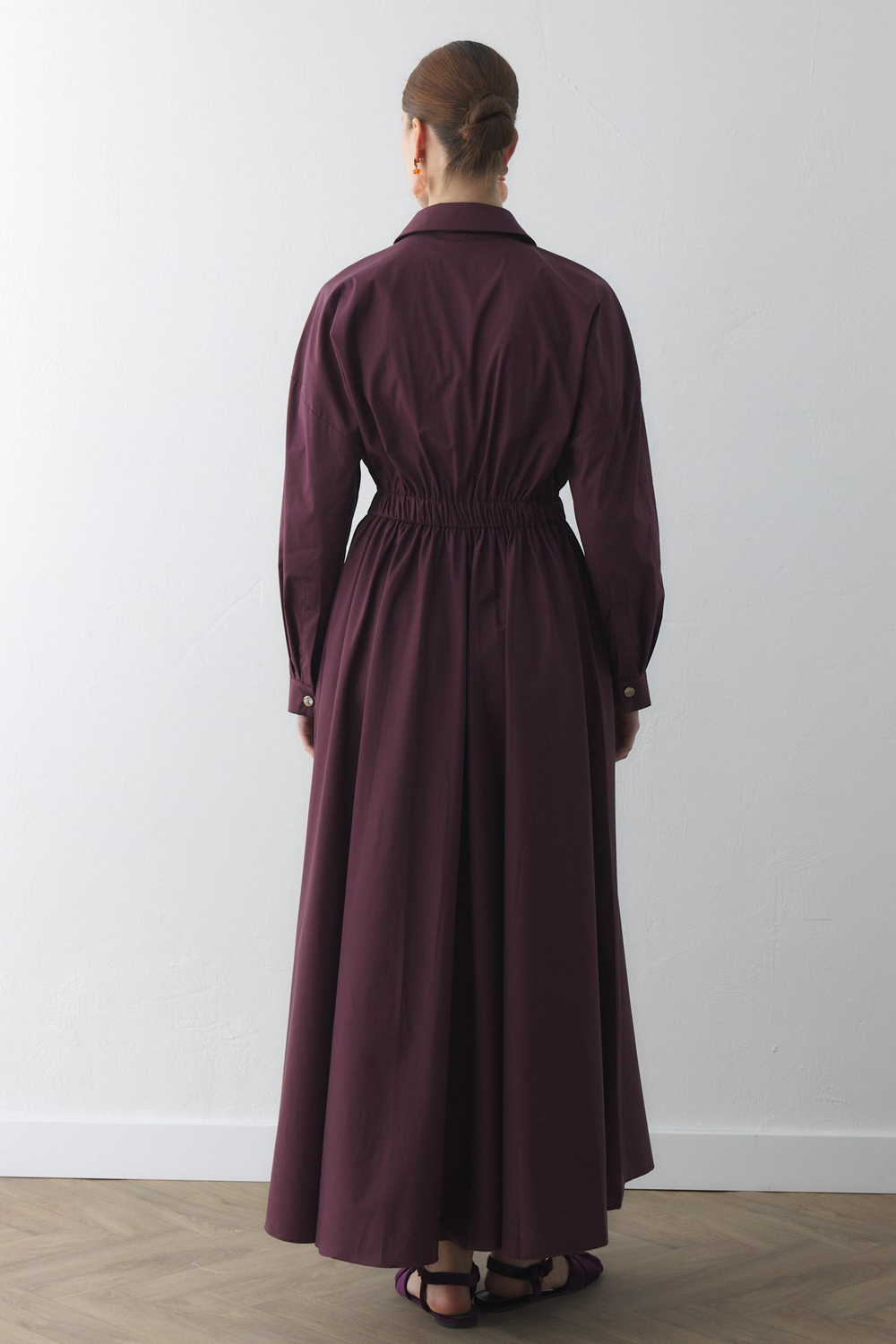COMPACT ÇIT-ÇITLI MAXI ELBİSE BORDO