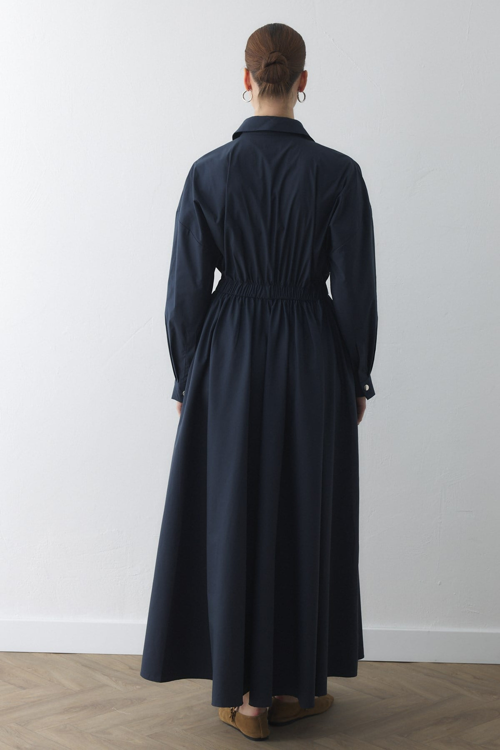 COMPACT ÇIT-ÇITLI MAXI ELBİSE LACİVERT