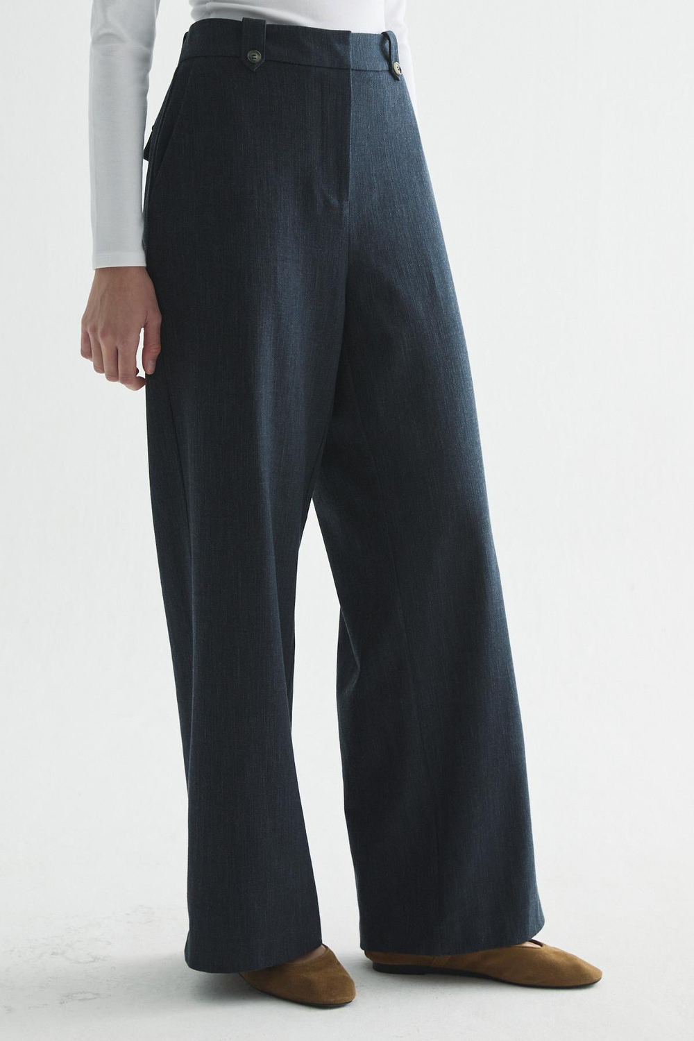 DENIM EFEKT GABARDİN İKİLİ CEKET-PANTOLON SET LACİVERT
