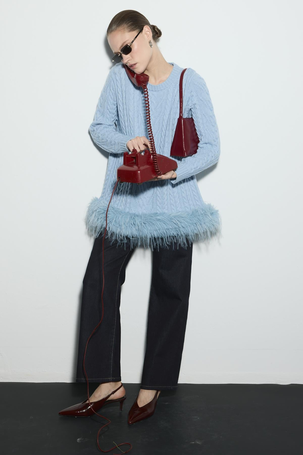 GLOWY FEATHER TRİKO KAZAK BEBE MAVİSİ