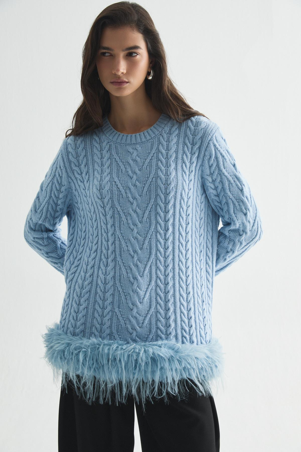 GLOWY FEATHER TRİKO KAZAK BEBE MAVİSİ