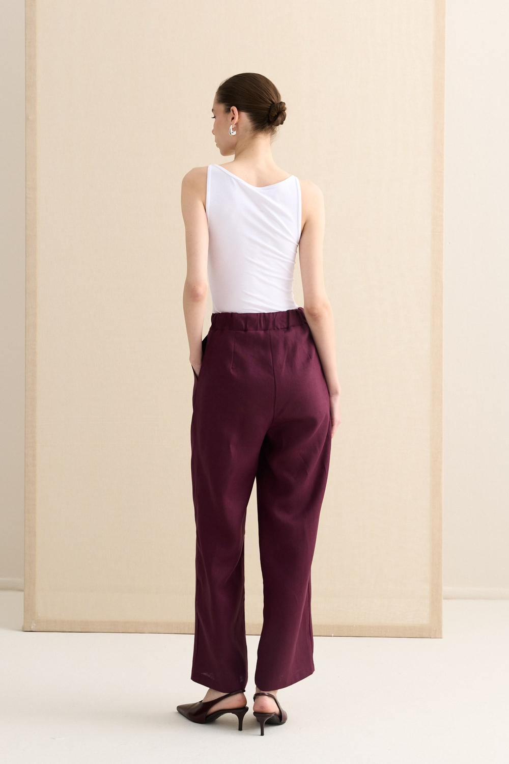 KETEN PALAZZO PANTOLON BORDO