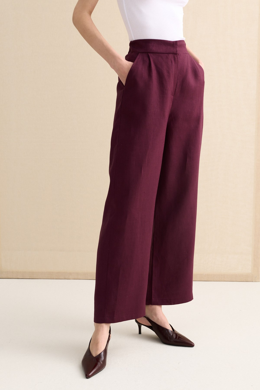 KETEN PALAZZO PANTOLON BORDO