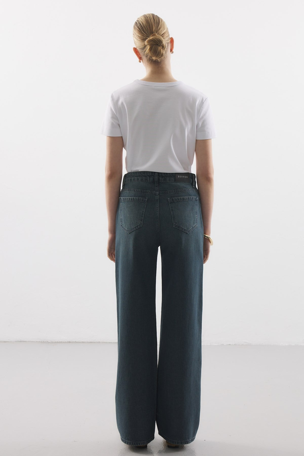 RELAXED KESİM WIDE LEG JEAN YEŞİL TİNTLİ
