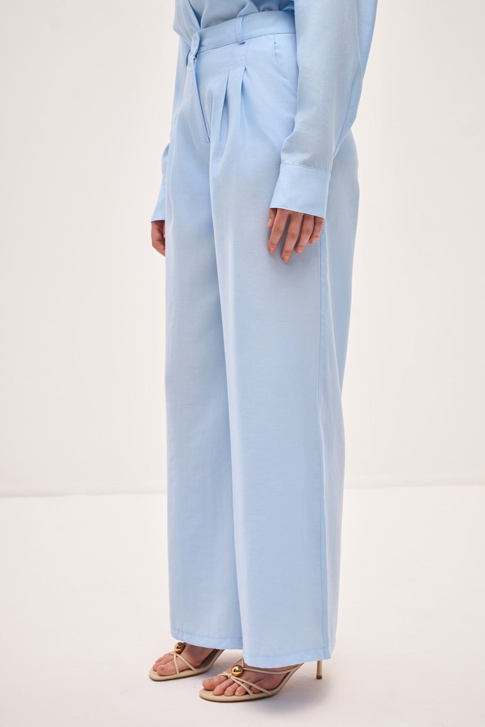 TAŞLANMIŞ MODAL DÖKÜMLÜ PANTOLON BEBE MAVİSİ