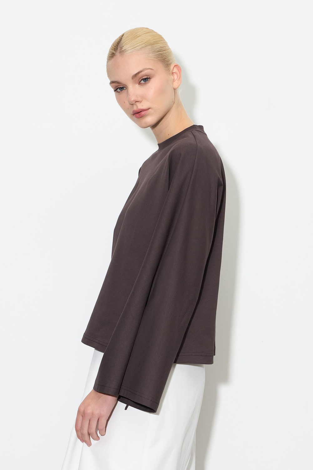 Yarasa Kol Oversize Bluz Acı Kahve