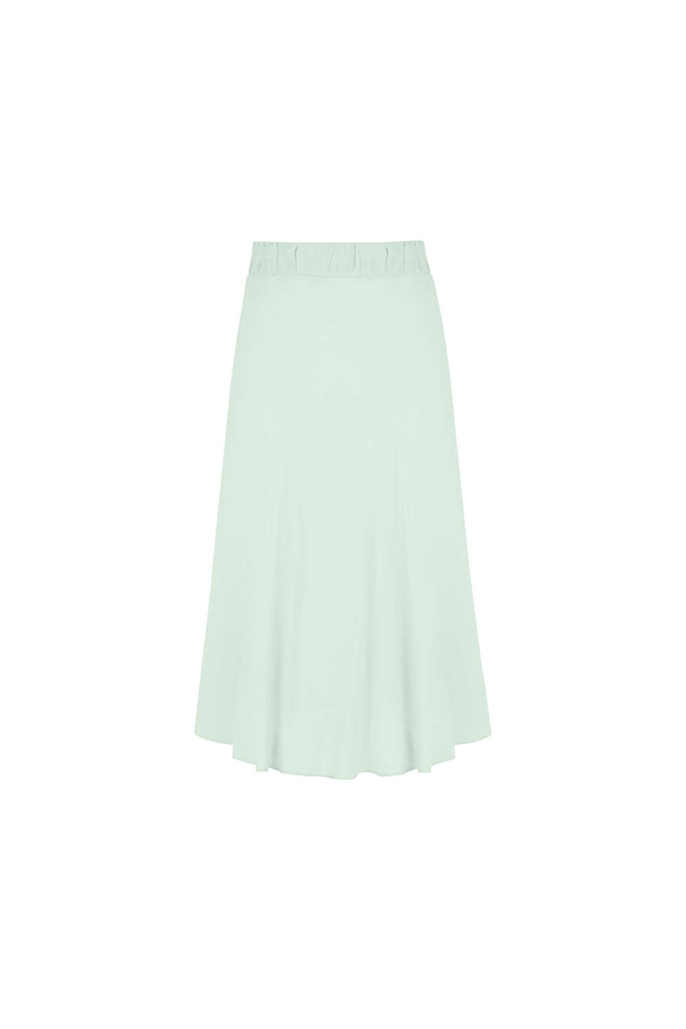 Beli Lastik Görünümlü Cupro Etek Mint Yeşili