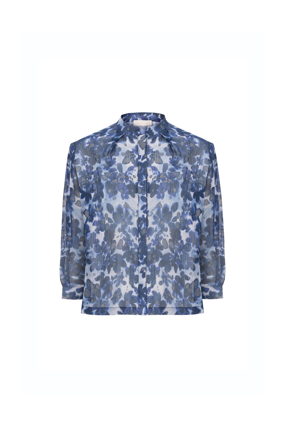 Desenli Şifon Gömlek Lacivert Baskılı