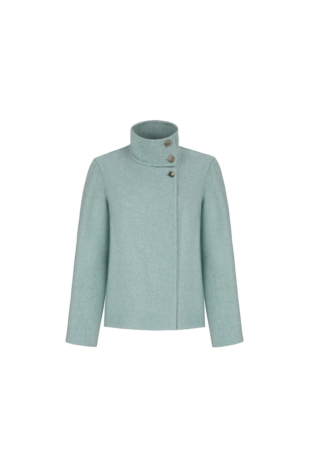 Dik Yakalı Double Face Kaban Mint Yeşili