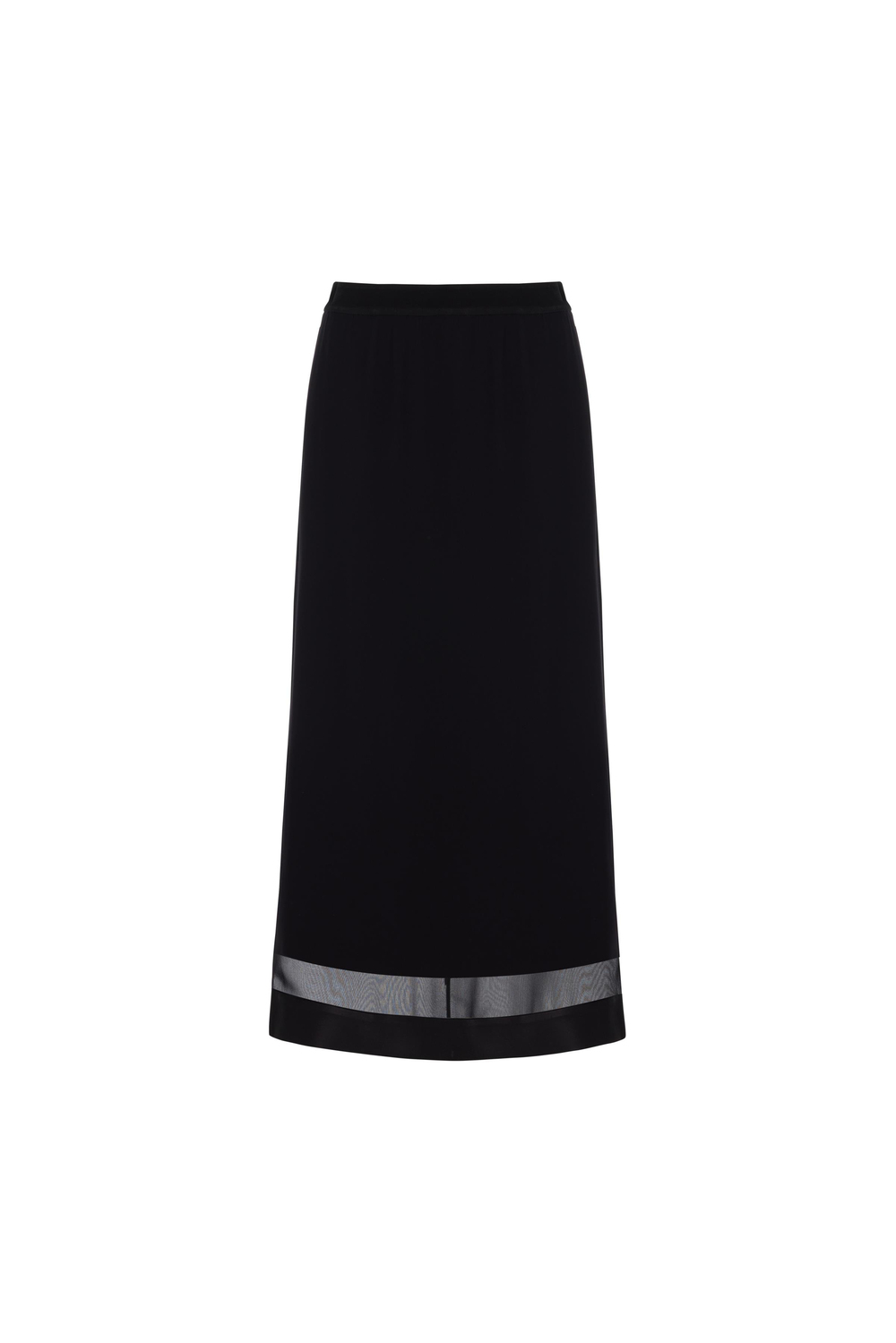 Krep Şifondan Saten Detaylı Etek Siyah