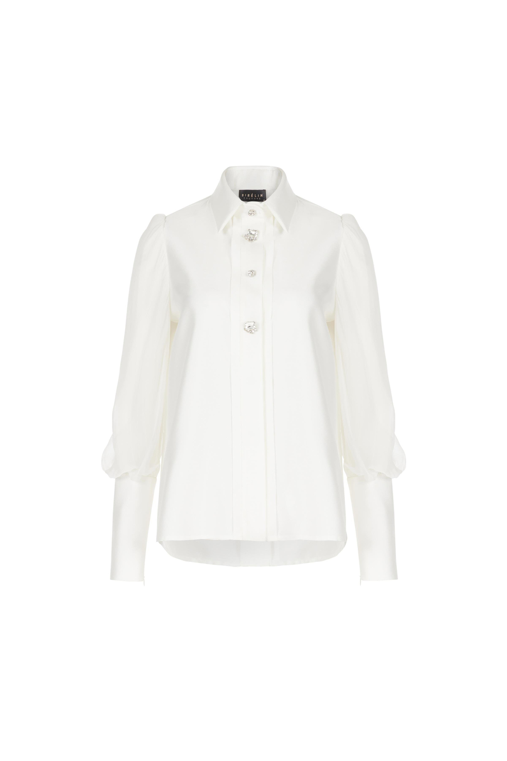 Kristal Taş Düğmeli Gömlek Ekru