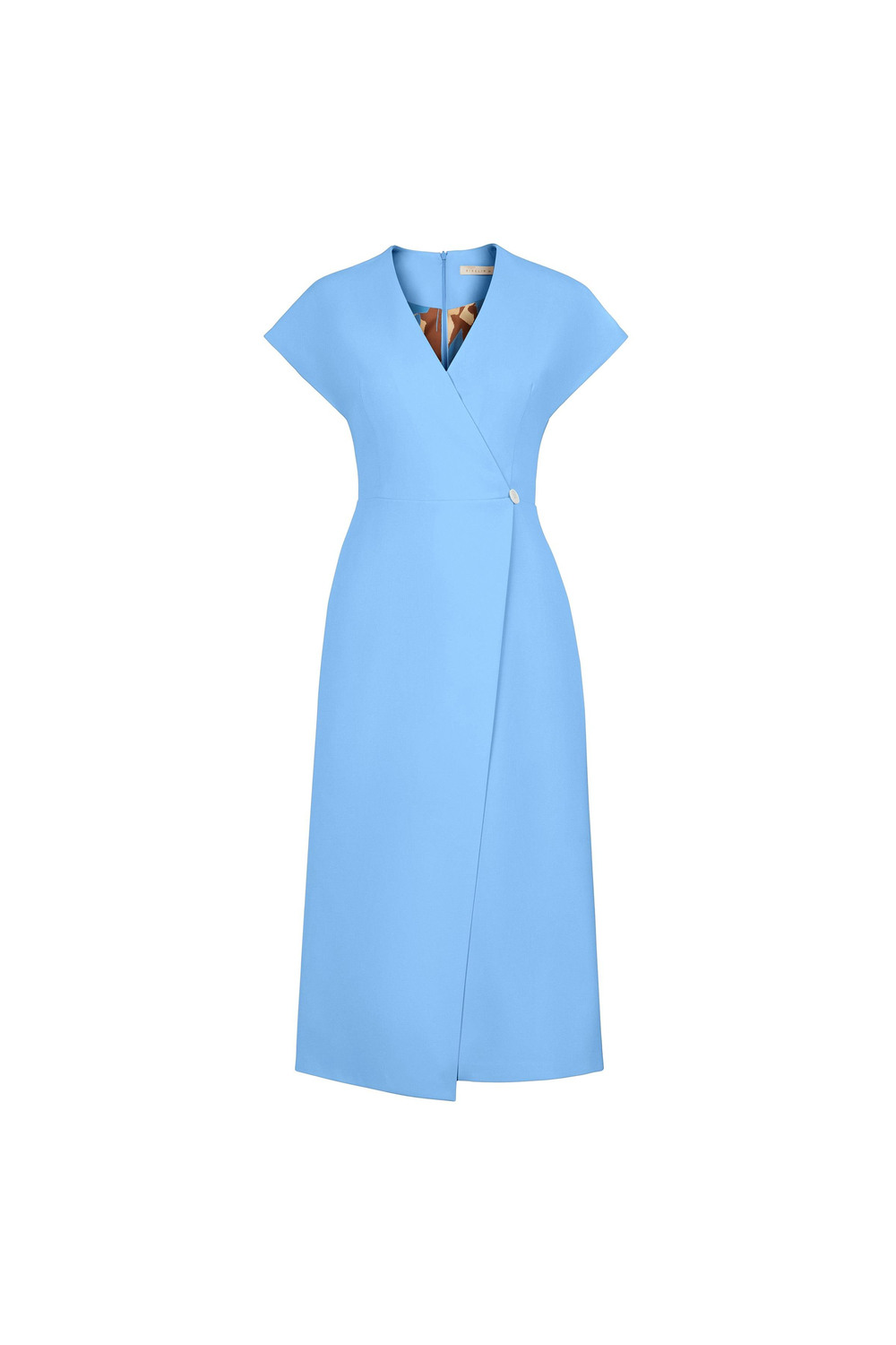 Kruvaze Görünümlü Poliviskon Elbise Bazalt Mavisi