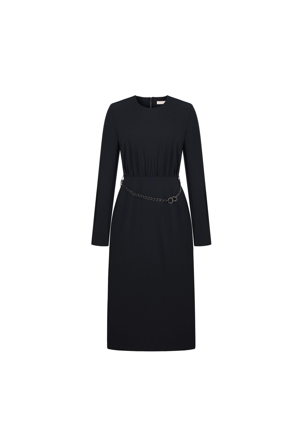 Zincir Kemerli Yün Elbise Siyah