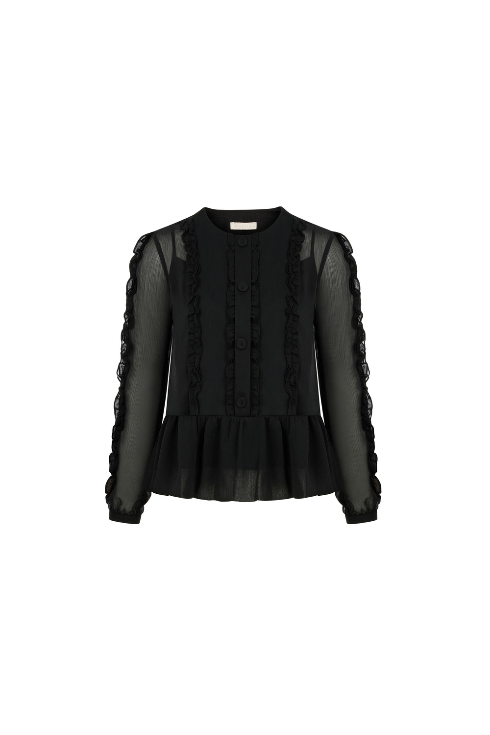 Tie-detail Pleated Chiffon Blouse Black